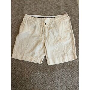 VTG Polo Ralph Lauren Men's Shorts 42 Cream Linen Silk Blend Drawstring Casual